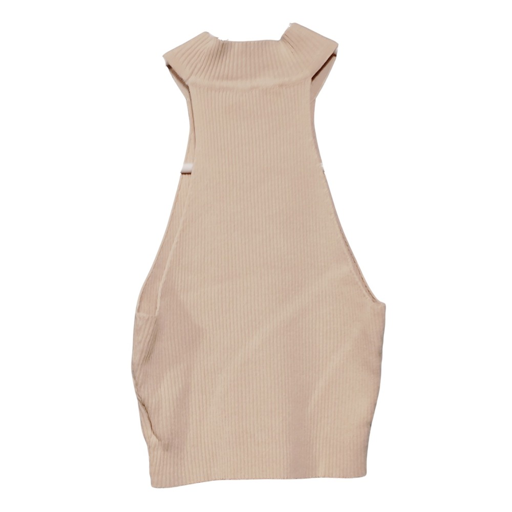 Beige‎ Ribbed Sleeveless Crop Top by Shein Small size 4 - Picture 2 of 2
